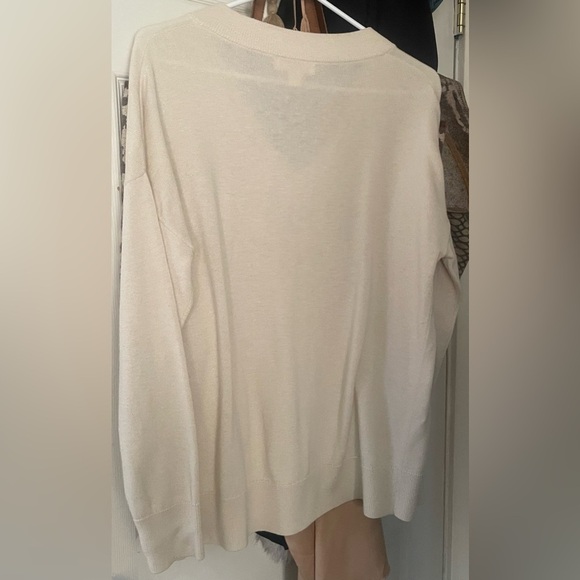 Treasure & Bond Women's Cream V-Neck Sweater Medium Oversized - Picture 5 of 6